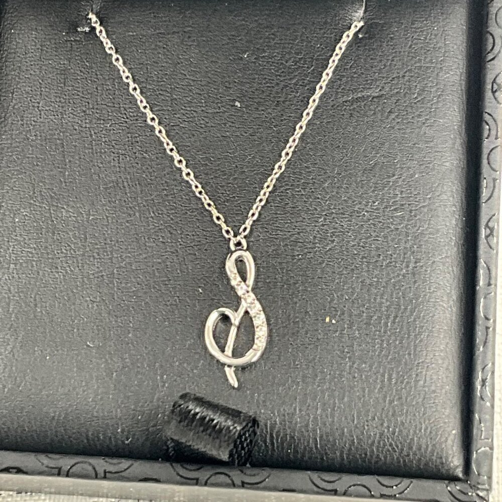 Lafonn Sterling Silver & Simulated Diamond Accent‎ Treble Clef Necklace